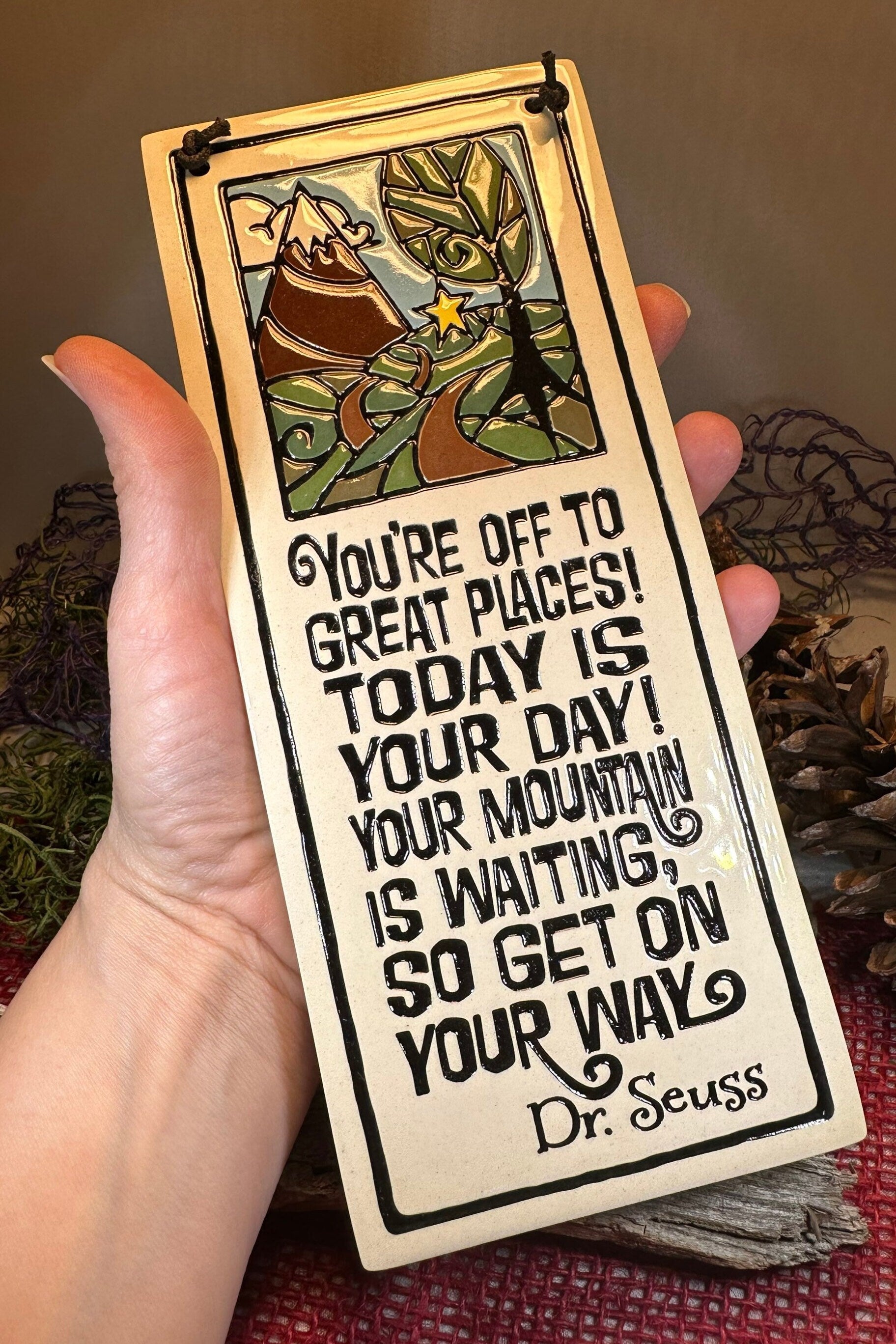 Mountain Wall Art, Encouragement Gift, Ceramic Wall Plaque, New Home Gift, Graduation Gift, Wedding Gift, Teenager Gift, New Job Gift