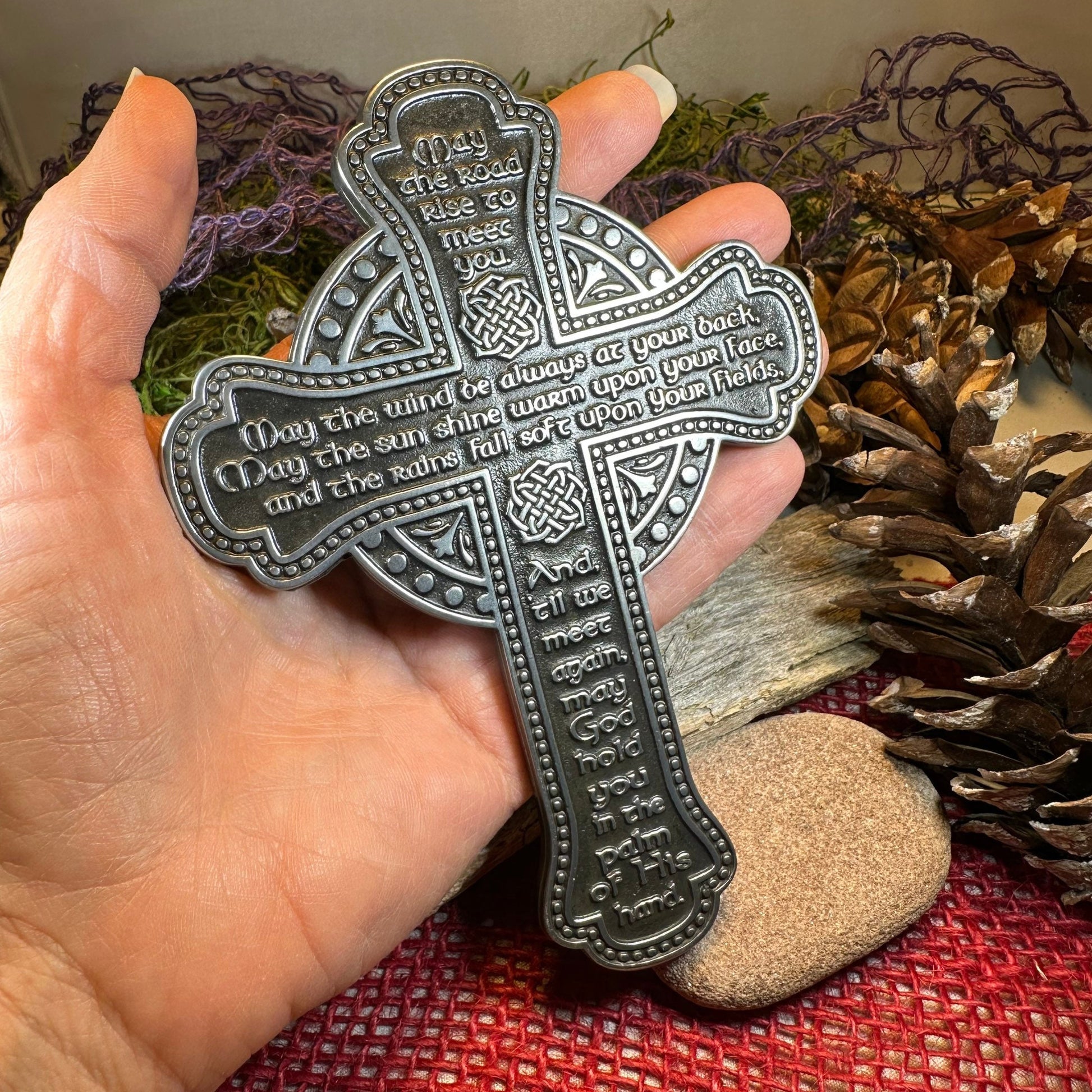 Irish Blessing Wall Cross, Ireland Gift, Pewter Celtic Cross, New Home Gift, Irish Cross Gift, Wedding Gift, Irish Decor, Religious Prayer