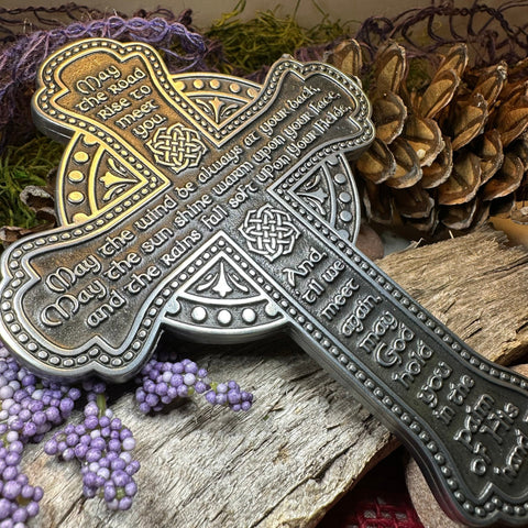 Load image into Gallery viewer, Irish Blessing Wall Cross, Ireland Gift, Pewter Celtic Cross, New Home Gift, Irish Cross Gift, Wedding Gift, Irish Decor, Religious Prayer
