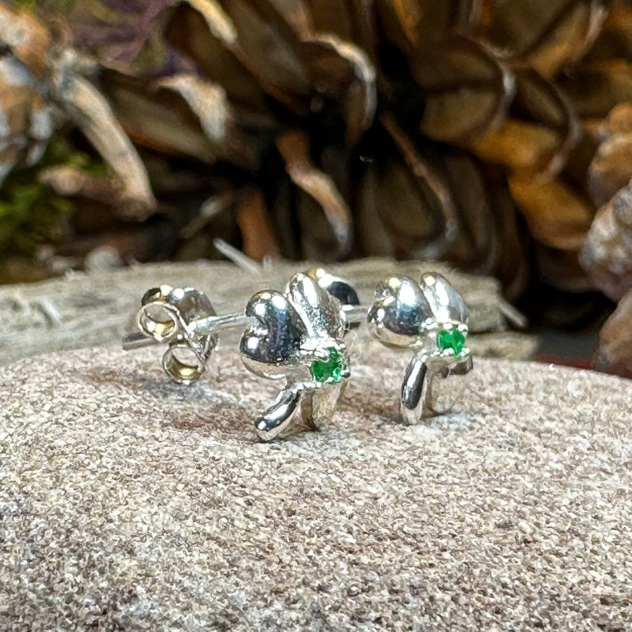 Emerald Shamrock Earrings, Celtic Jewelry, Irish Jewelry, Clover Jewelry, Ireland Gift, Anniversary Gift, Wife Gift, Girlfriend Gift