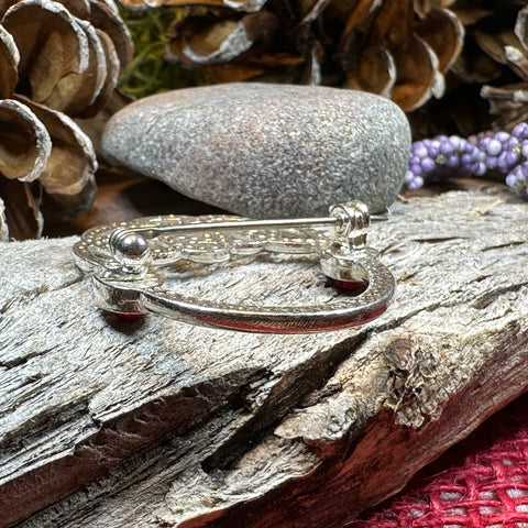 Load image into Gallery viewer, Celtic Brooch, Irish Red Pin, Irish Jewelry, Scottish Brooch, Celtic Pin, Ireland Gift, Plaid Pin, Tartan Pin, Wiccan Jewelry, Wife Gift
