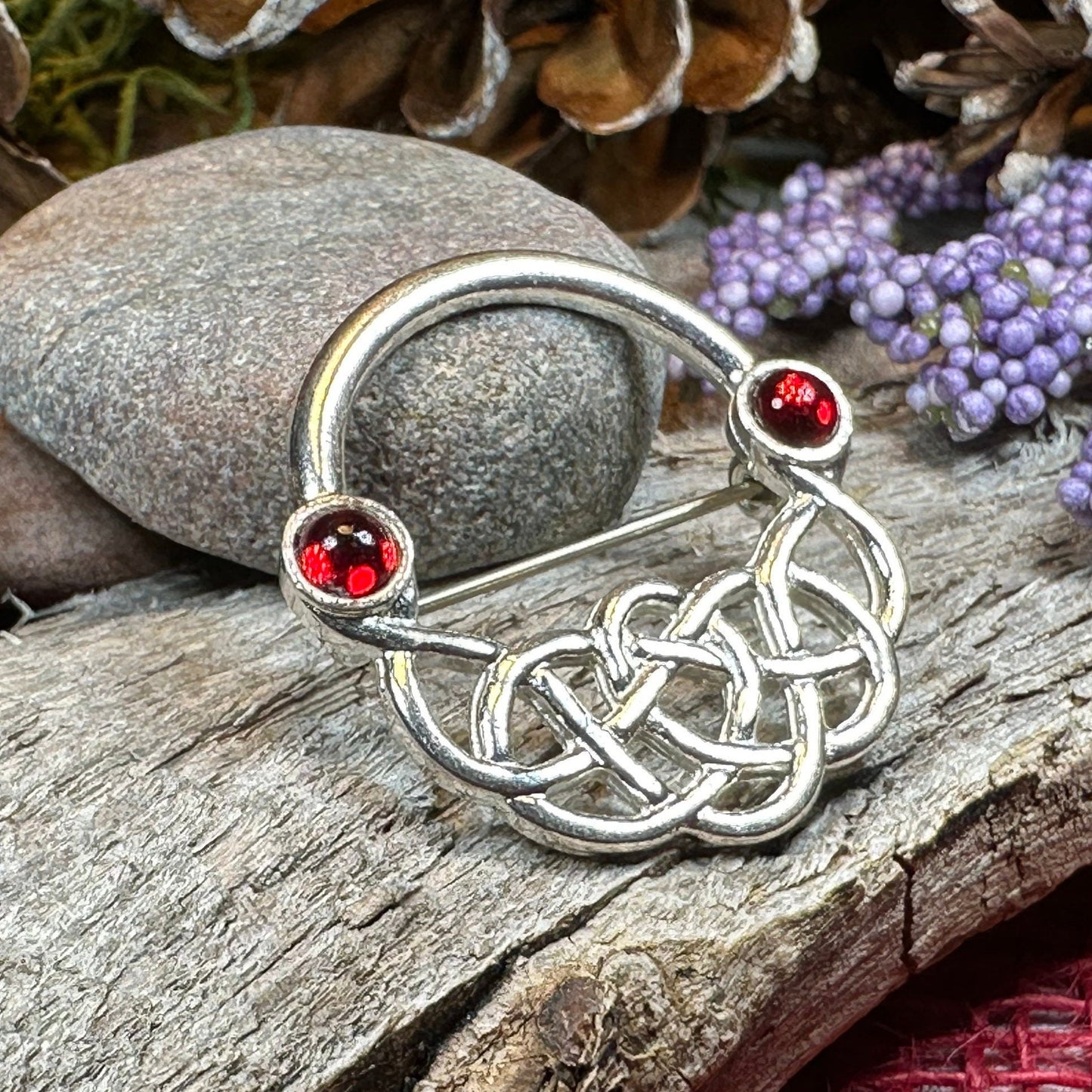 Celtic Brooch, Irish Red Pin, Irish Jewelry, Scottish Brooch, Celtic Pin, Ireland Gift, Plaid Pin, Tartan Pin, Wiccan Jewelry, Wife Gift