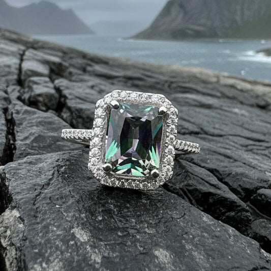 Royal Scottish Ring, Engagement Ring, Scotland Ring, Mystic Topaz Boho Ring, Celtic Knot Jewelry, Anniversary Gift, Ladies Promise Ring