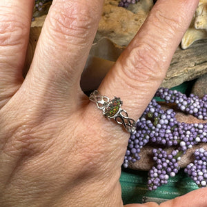 Celtic Fire Opal Ring, Celtic Ring, Irish Ring, Black Opal Ring, Celtic Promise Ring, Anniversary Gift, Scottish Red Ring, Cocktail Ring