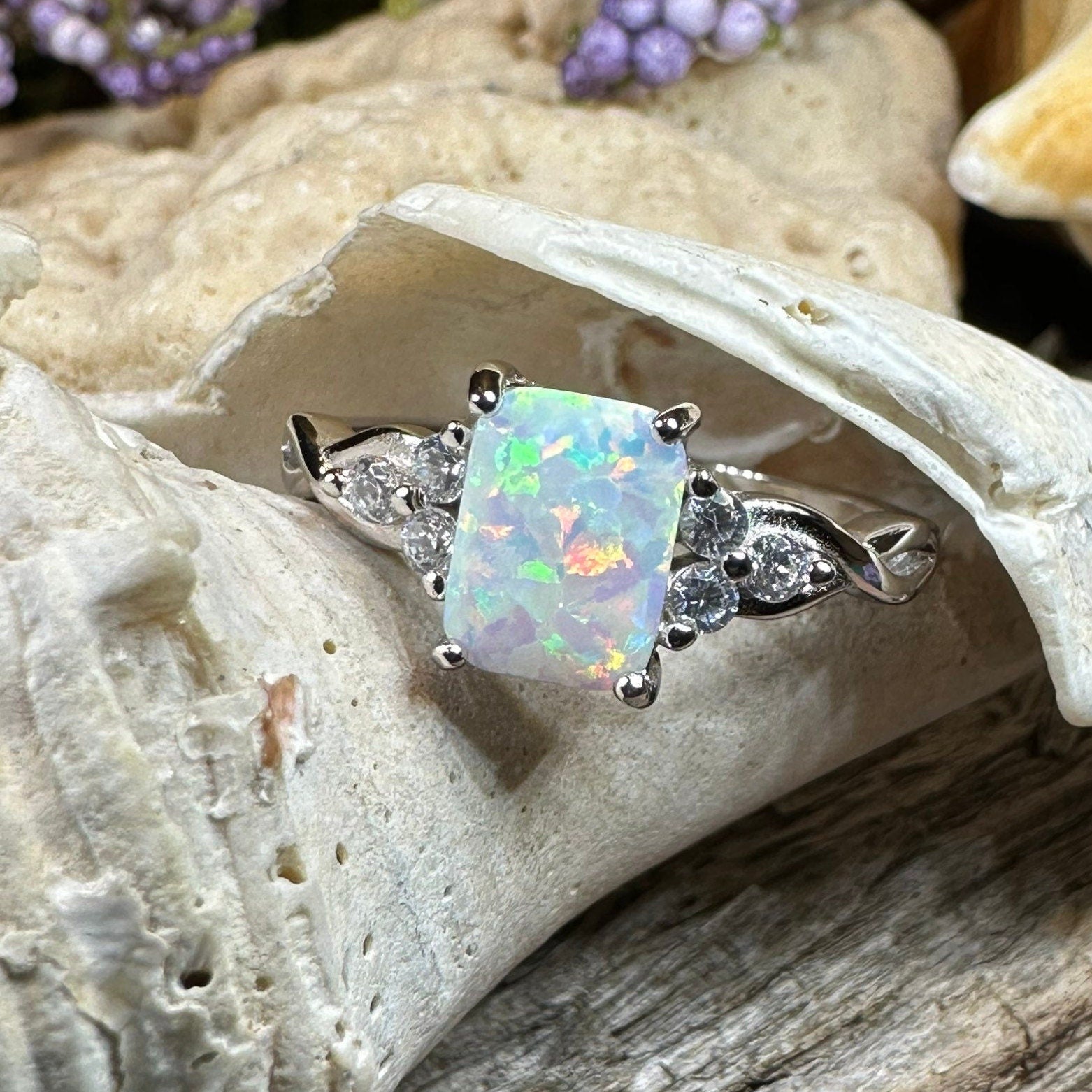 Opal Celtic Ring, Celtic Ring, Opal Engagement Ring, Silver Opal Ring, Anniversary Gift, Cocktail Ring, Birthstone Ring, Wife Gift, Mom Gift