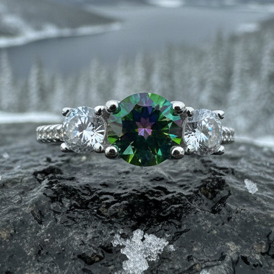 Scottish Eternity Ring, Engagement Ring, Promise Ring, Mystic Topaz Boho Ring, Celtic Knot Jewelry, Anniversary Gift, Ladies Large Ring