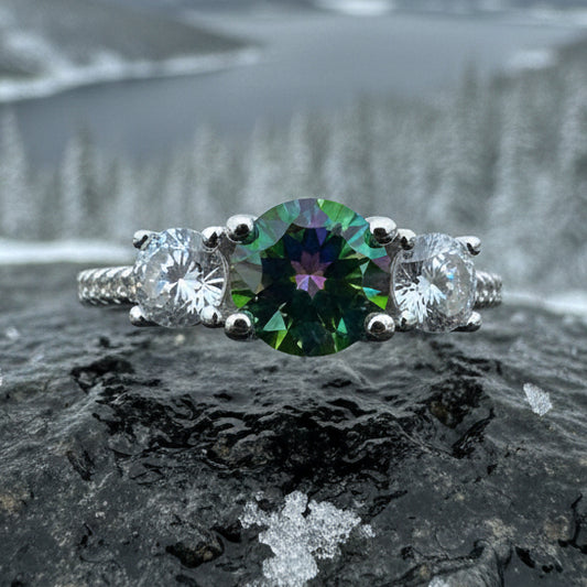 Scottish Eternity Ring, Engagement Ring, Promise Ring, Mystic Topaz Boho Ring, Celtic Knot Jewelry, Anniversary Gift, Ladies Large Ring