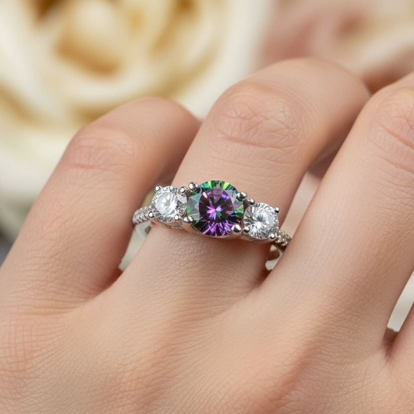 Scottish Eternity Ring, Engagement Ring, Promise Ring, Mystic Topaz Boho Ring, Celtic Knot Jewelry, Anniversary Gift, Ladies Large Ring