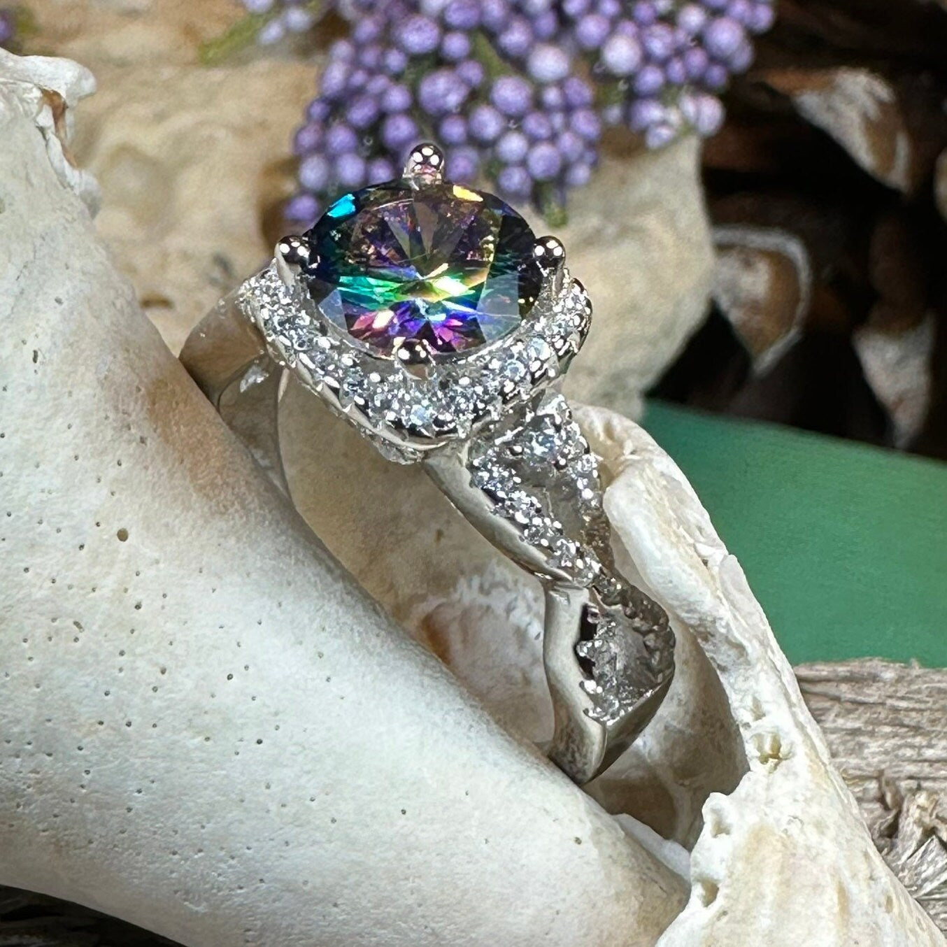 Celtic Engagement Ring, Engagement Ring, Promise Ring, Mystic Topaz Boho Ring, Celtic Knot Jewelry, Anniversary Gift, Ladies Cocktail Ring