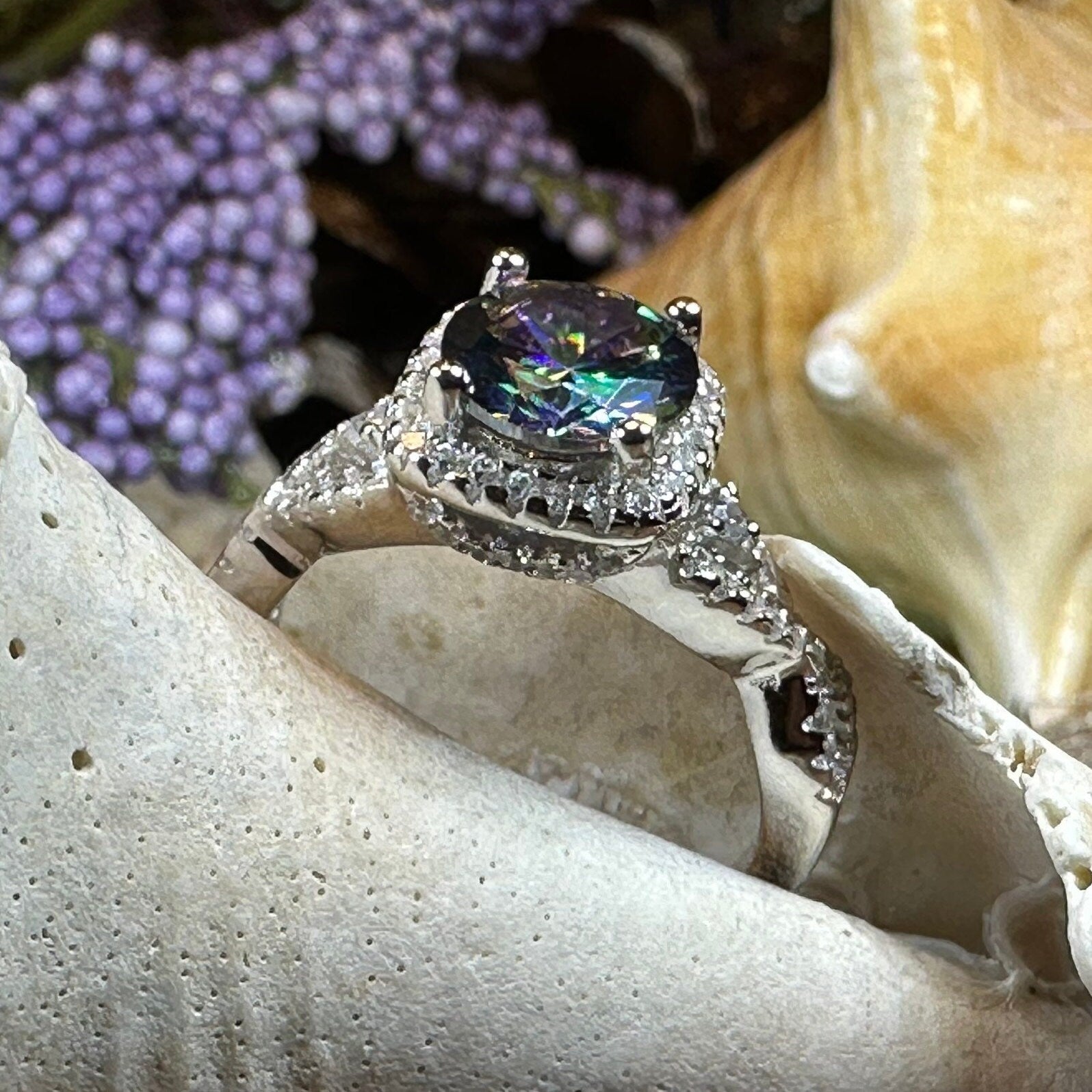 Celtic Engagement Ring, Engagement Ring, Promise Ring, Mystic Topaz Boho Ring, Celtic Knot Jewelry, Anniversary Gift, Ladies Cocktail Ring