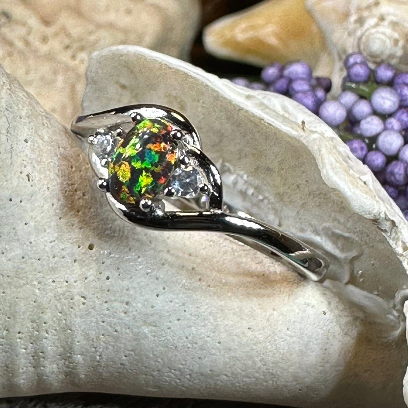 JRSIAL Oval White Fire Opal Rings Silver Plated with India | Ubuy