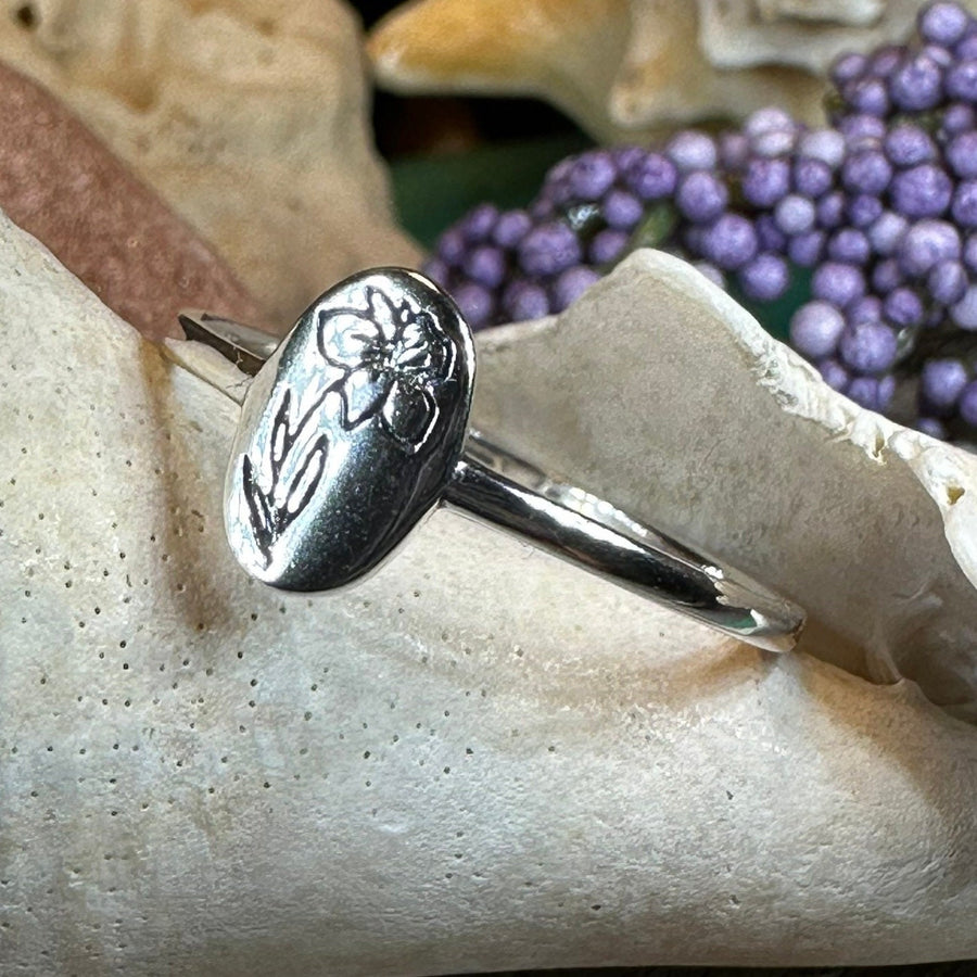 Welsh Daffodil Ring, Celtic Jewelry, Wales Jewelry, Flower Jewelry, Minimalist Ring, Nature Ring, Daffodil Jewelry, Mom Gift, Wife Gift