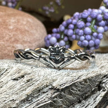 Load image into Gallery viewer, Claddagh Ring, Dainty Celtic Ring, Tiny Irish Ring, Celtic Knot Jewelry, Sterling Silver, Girlfriend Gift, Anniversary Gift, Minimalist Ring
