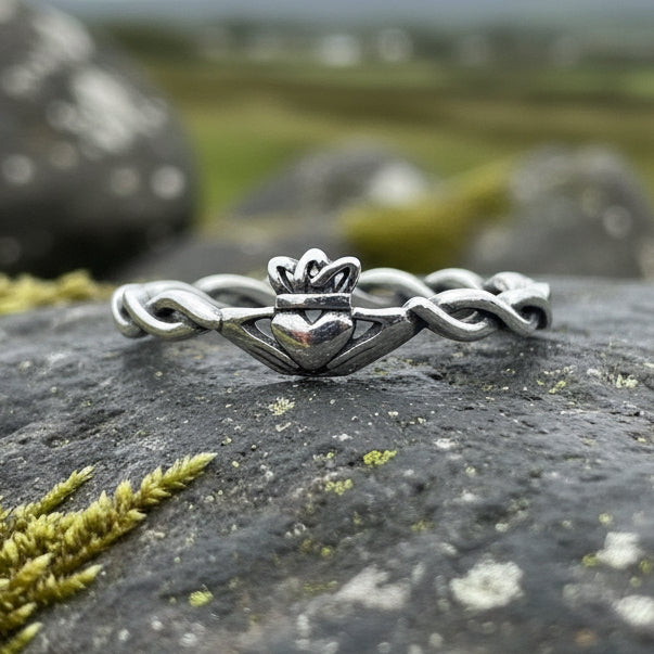 Claddagh Ring, Dainty Celtic Ring, Tiny Irish Ring, Celtic Knot Jewelry, Sterling Silver, Girlfriend Gift, Anniversary Gift, Minimalist Ring