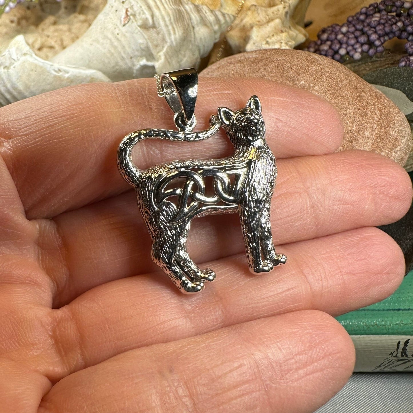 Cat Necklace, Celtic Jewelry, Irish Jewelry, Cat Lover Gift, Cat Mom Gift, Anniversary Gift, Animal Necklace, Nature Necklace