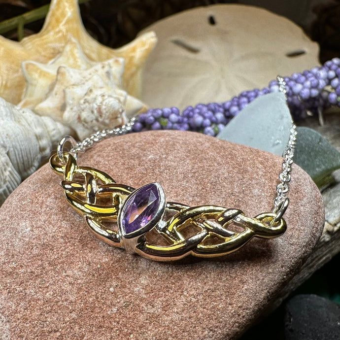 Celtic Necklace, Love Knot Jewelry, Celtic Knot Necklace, Irish Jewelry, Wife Gift, Girlfriend Gift, Amethyst Jewelry, Gold Scottish Jewelry