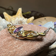 Load image into Gallery viewer, Celtic Necklace, Love Knot Jewelry, Celtic Knot Necklace, Irish Jewelry, Wife Gift, Girlfriend Gift, Amethyst Jewelry, Gold Scottish Jewelry
