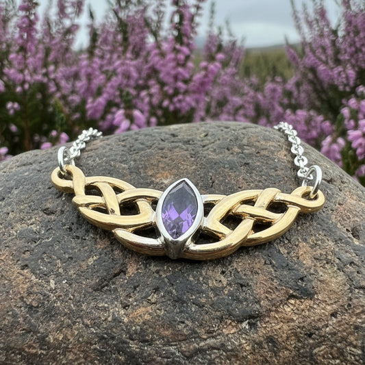 Celtic Necklace, Love Knot Jewelry, Celtic Knot Necklace, Irish Jewelry, Wife Gift, Girlfriend Gift, Amethyst Jewelry, Gold Scottish Jewelry