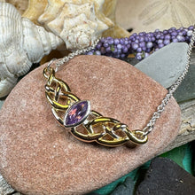 Load image into Gallery viewer, Celtic Necklace, Love Knot Jewelry, Celtic Knot Necklace, Irish Jewelry, Wife Gift, Girlfriend Gift, Amethyst Jewelry, Gold Scottish Jewelry
