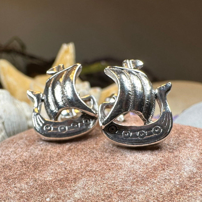 Viking Ship Earrings, Norse Jewelry, Nautical Post Earrings, Nordic Jewelry, Celtic Jewelry, Pirate Jewelry, Anniversary Gift, Pagan Jewelry