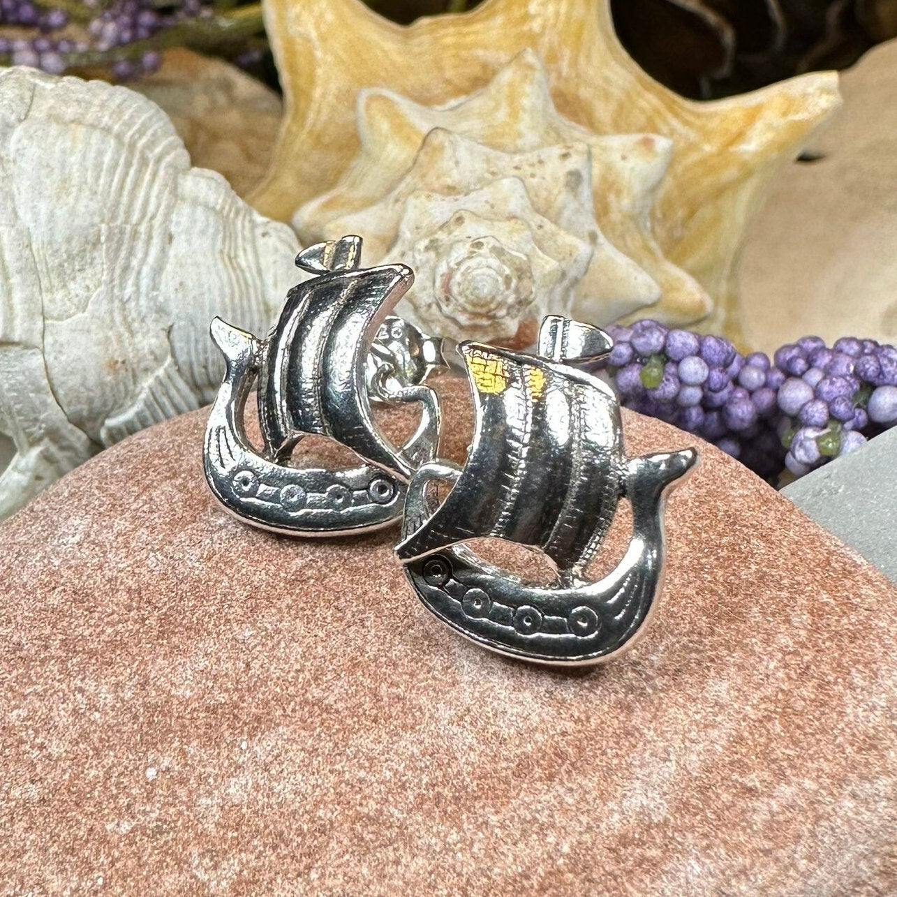 Viking Ship Earrings, Norse Jewelry, Nautical Post Earrings, Nordic Jewelry, Celtic Jewelry, Pirate Jewelry, Anniversary Gift, Pagan Jewelry