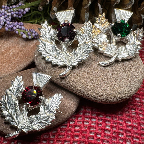 Load image into Gallery viewer, Thistle Brooch, Celtic Jewelry, Scottish Pin, Bridal Jewelry, Anniversary Gift, Tartan Pin, Celtic Brooch, Scotland Jewelry, Outlander Pin

