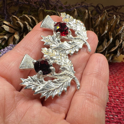 Load image into Gallery viewer, Thistle Brooch, Celtic Jewelry, Scottish Pin, Bridal Jewelry, Anniversary Gift, Tartan Pin, Celtic Brooch, Scotland Jewelry, Outlander Pin
