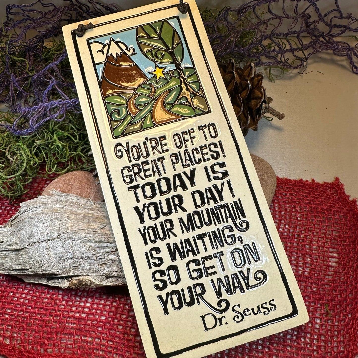 Mountain Wall Art, Encouragement Gift, Ceramic Wall Plaque, New Home Gift, Graduation Gift, Wedding Gift, Teenager Gift, New Job Gift
