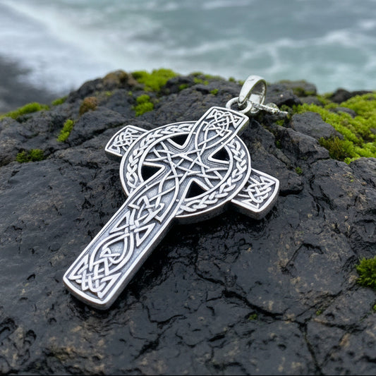 Irish Cross Necklace, Celtic Cross Pendant, Scotland Jewelry, Anniversary Gift, Communion Gift, Man's Religious Jewelry, Boys Silver Cross