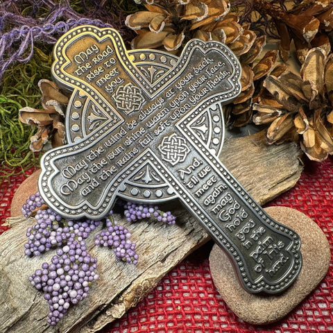 Load image into Gallery viewer, Irish Blessing Wall Cross, Ireland Gift, Pewter Celtic Cross, New Home Gift, Irish Cross Gift, Wedding Gift, Irish Decor, Religious Prayer
