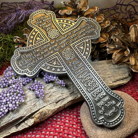 Load image into Gallery viewer, Irish Blessing Wall Cross, Ireland Gift, Pewter Celtic Cross, New Home Gift, Irish Cross Gift, Wedding Gift, Irish Decor, Religious Prayer
