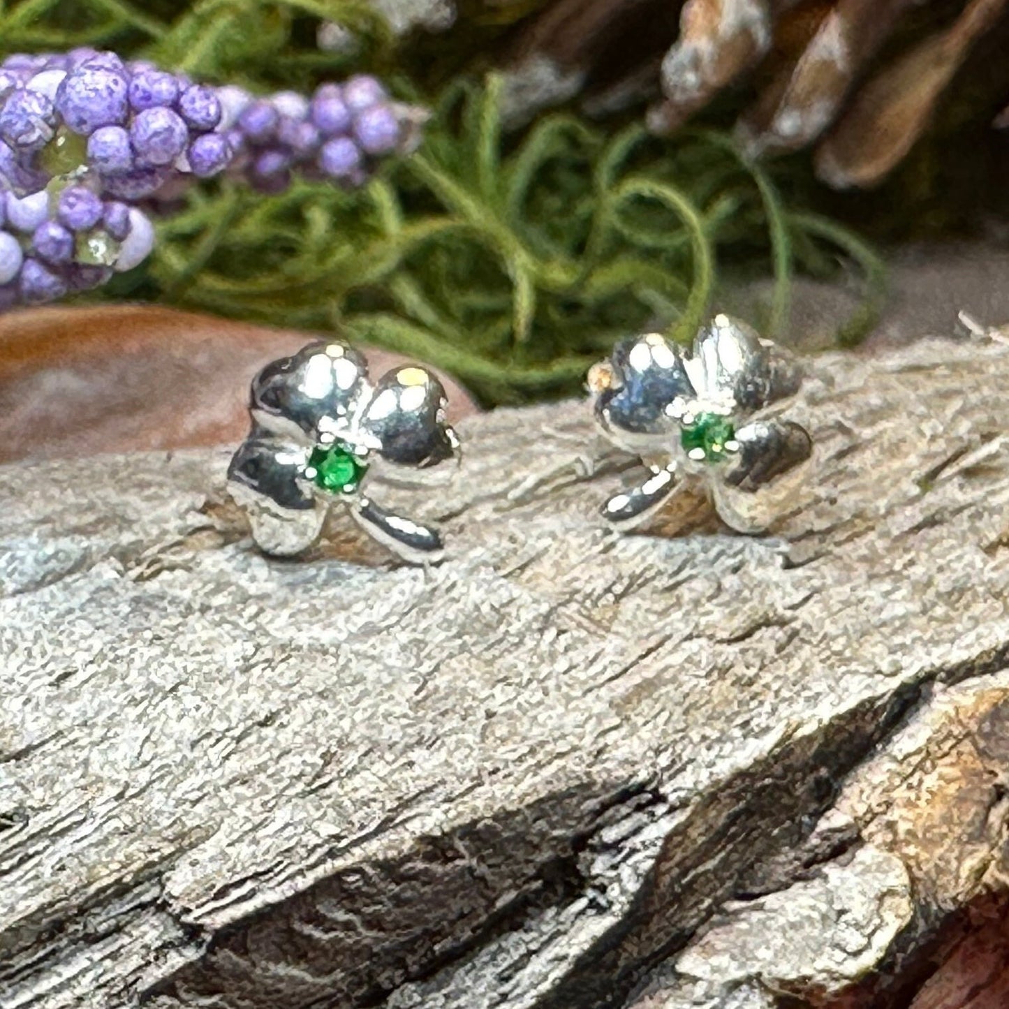 Emerald Irish Shamrock Earrings — view 3