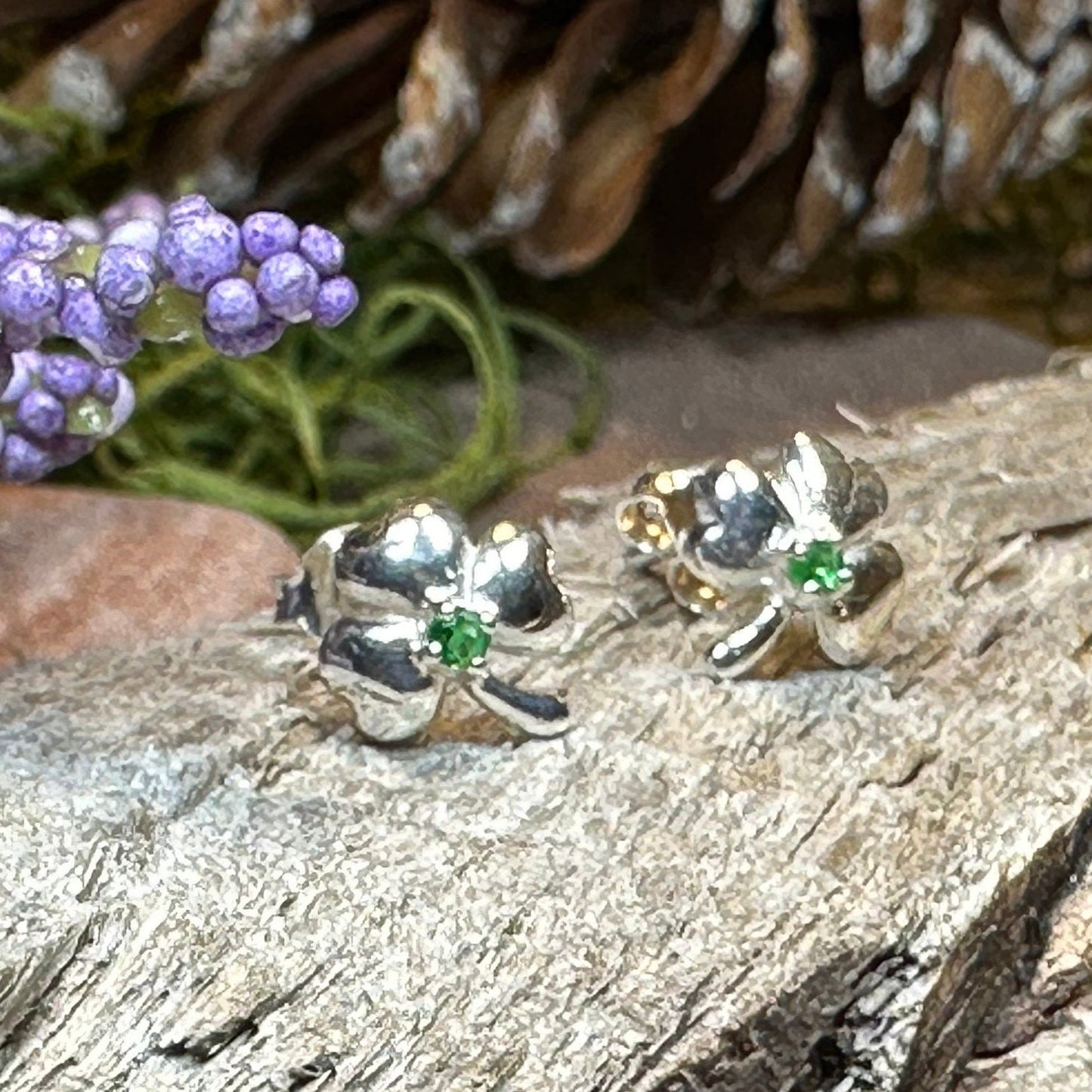 Emerald Irish Shamrock Earrings — view 7