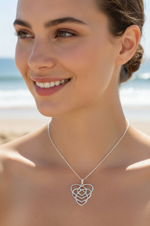 Load image into Gallery viewer, Mother's Knot Necklace, Celtic Knot Pendant, Ireland Jewelry, Mother Child, New Mom Gift, Trinity Knot, Irish Gift, Mother Daughter Gift
