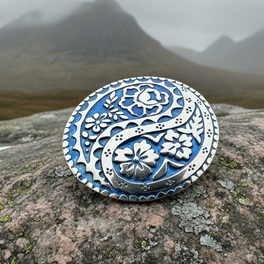 Celtic Knot Brooch, Celtic Paisley Pin, Scottish Jewelry, Mom Gift, Sister Gift, Girlfriend Gift, Wife Gift, Ireland Pin, Blue Enamel Brooch