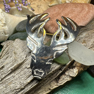 Stag Brooch, Scotland Jewelry, Scottish Pin, Hunter Gift, Stag Pin, Scottish Kilt Pin, Animal Jewelry, Pewter Scotland Pin, Tartan Pin