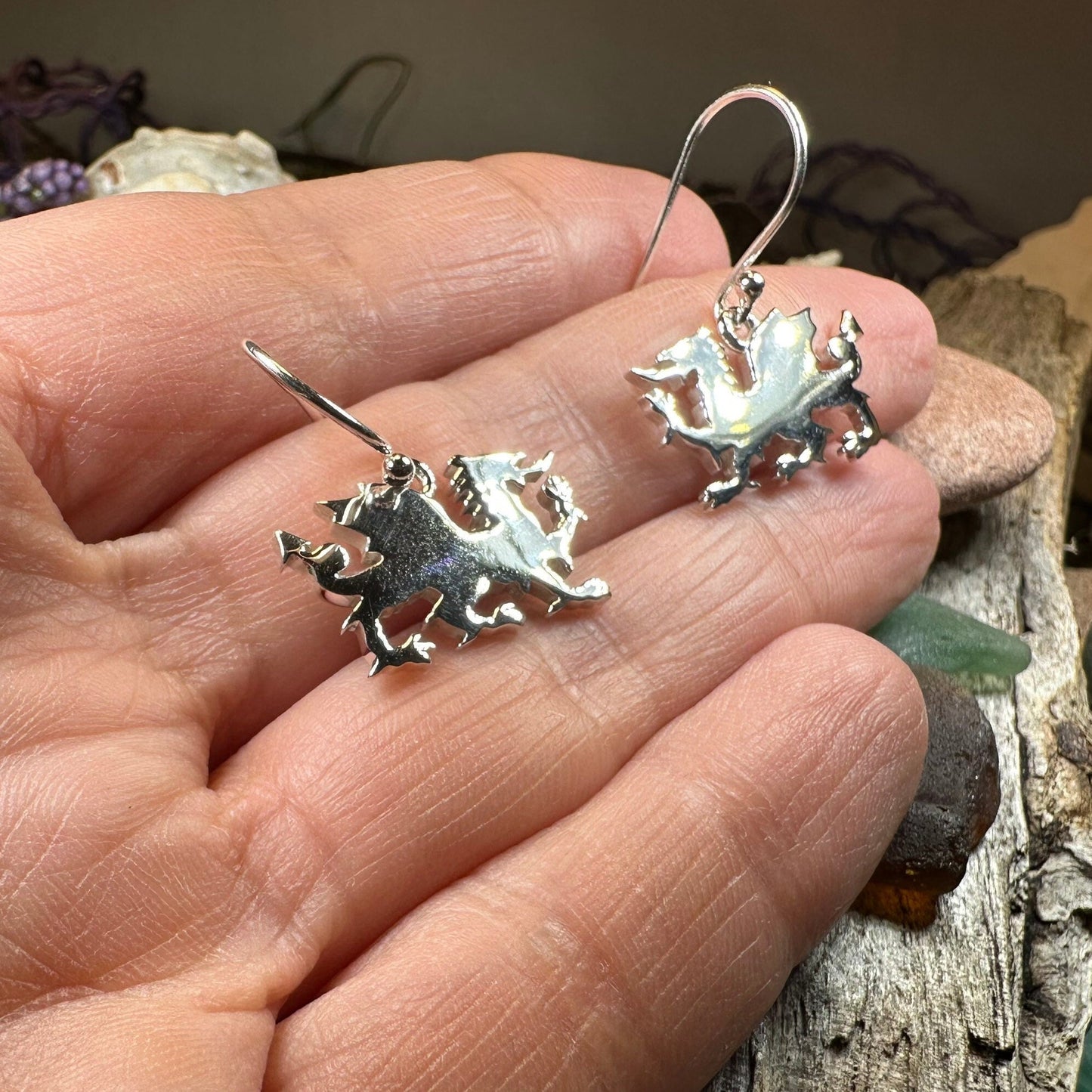 Welsh Dragon Earrings, Celtic Jewelry, Wales Jewelry, Dragon Jewelry, Mom Gift, Wife Gift, Anniversary Gift, Dragon Earrings, Wales Gift