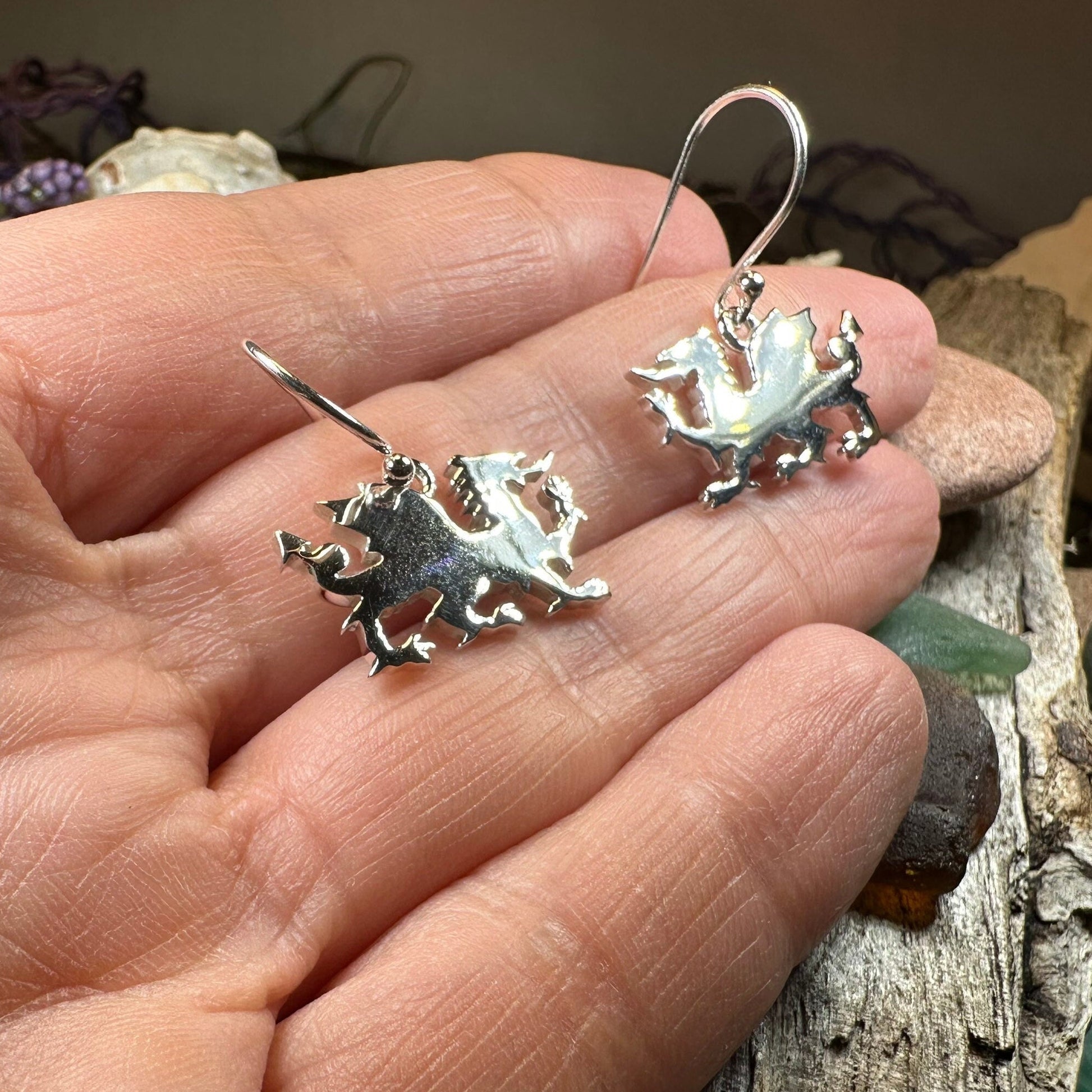 Welsh Dragon Earrings, Celtic Jewelry, Wales Jewelry, Dragon Jewelry, Mom Gift, Wife Gift, Anniversary Gift, Dragon Earrings, Wales Gift