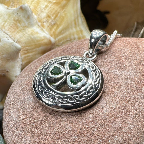 Load image into Gallery viewer, Shamrock Necklace, Clover Pendant, Irish Necklace, Irish Gift, Anniversary Gift, Emerald Ireland Jewelry, Friendship Gift, Celtic Necklace
