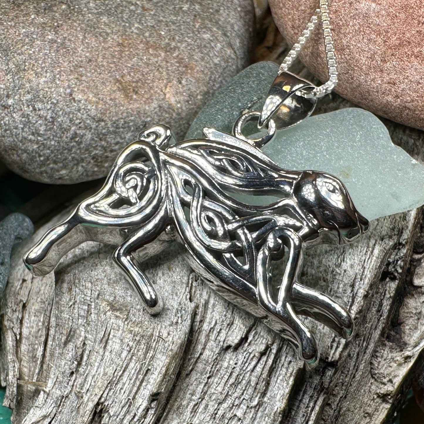 Celtic Rabbit Necklace, Nature Jewelry, Hare Jewelry, Hare Pendant, Animal Jewelry, New Beginnings, Inspirational Gift, Wife Gift, Mom Gift