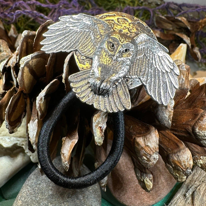 Owl Ponytail Holder, Full Moon Jewelry, Norse Jewelry, Celtic Hair Clip, Viking Jewelry, Graduation Gift, Retirement Gift, Mom Gift