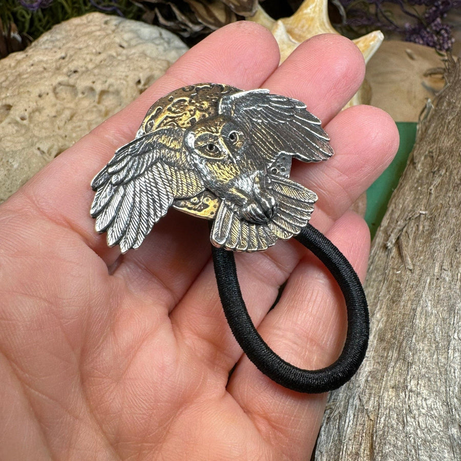 Owl Ponytail Holder, Full Moon Jewelry, Norse Jewelry, Celtic Hair Clip, Viking Jewelry, Graduation Gift, Retirement Gift, Mom Gift