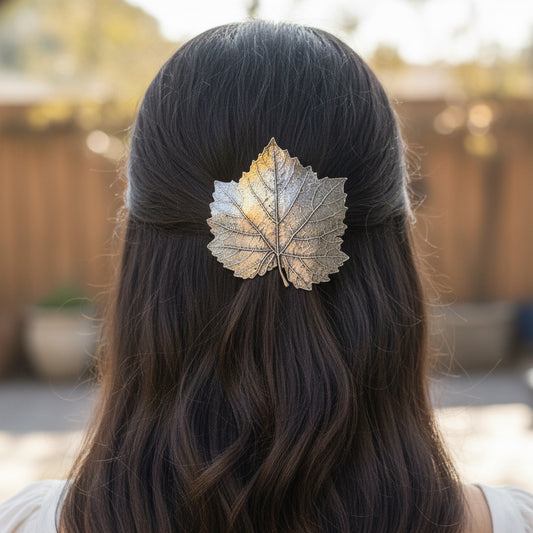 Pewter Grape Leaf Hair Clip for Women — view 4