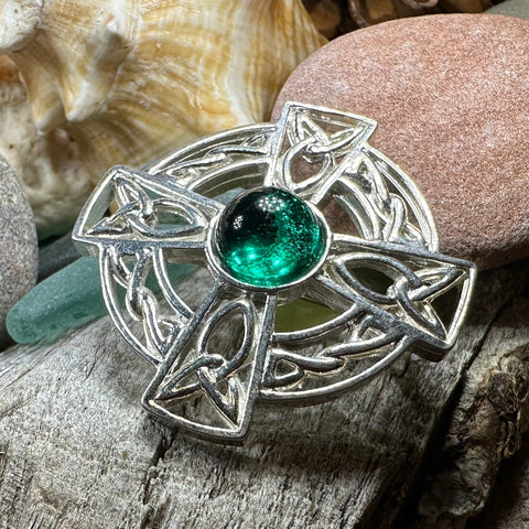 Load image into Gallery viewer, Celtic Brooch, Irish Cross Pin, Irish Jewelry, Scottish Brooch, Celtic Cross Pin, Ireland Gift, Plaid Pin, Tartan Pin, Scotland Jewelry
