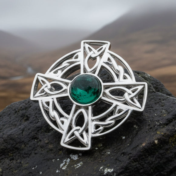 Celtic Brooch, Irish Cross Pin, Irish Jewelry, Scottish Brooch, Celtic Cross Pin, Ireland Gift, Plaid Pin, Tartan Pin, Scotland Jewelry