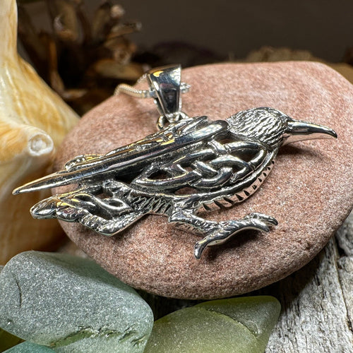 Raven Necklace, Wiccan Jewelry, Crow Pendant, Black Bird Pendant, Bird Jewelry, Pagan Jewelry, Nature Lover, Poe Jewelry, Gothic Jewelry