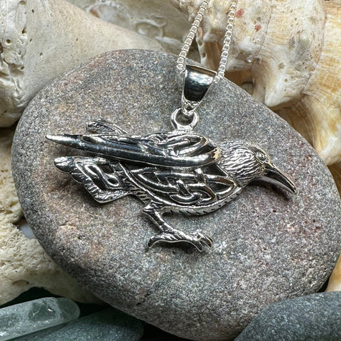 Load image into Gallery viewer, Raven Necklace, Wiccan Jewelry, Crow Pendant, Black Bird Pendant, Bird Jewelry, Pagan Jewelry, Nature Lover, Poe Jewelry, Gothic Jewelry
