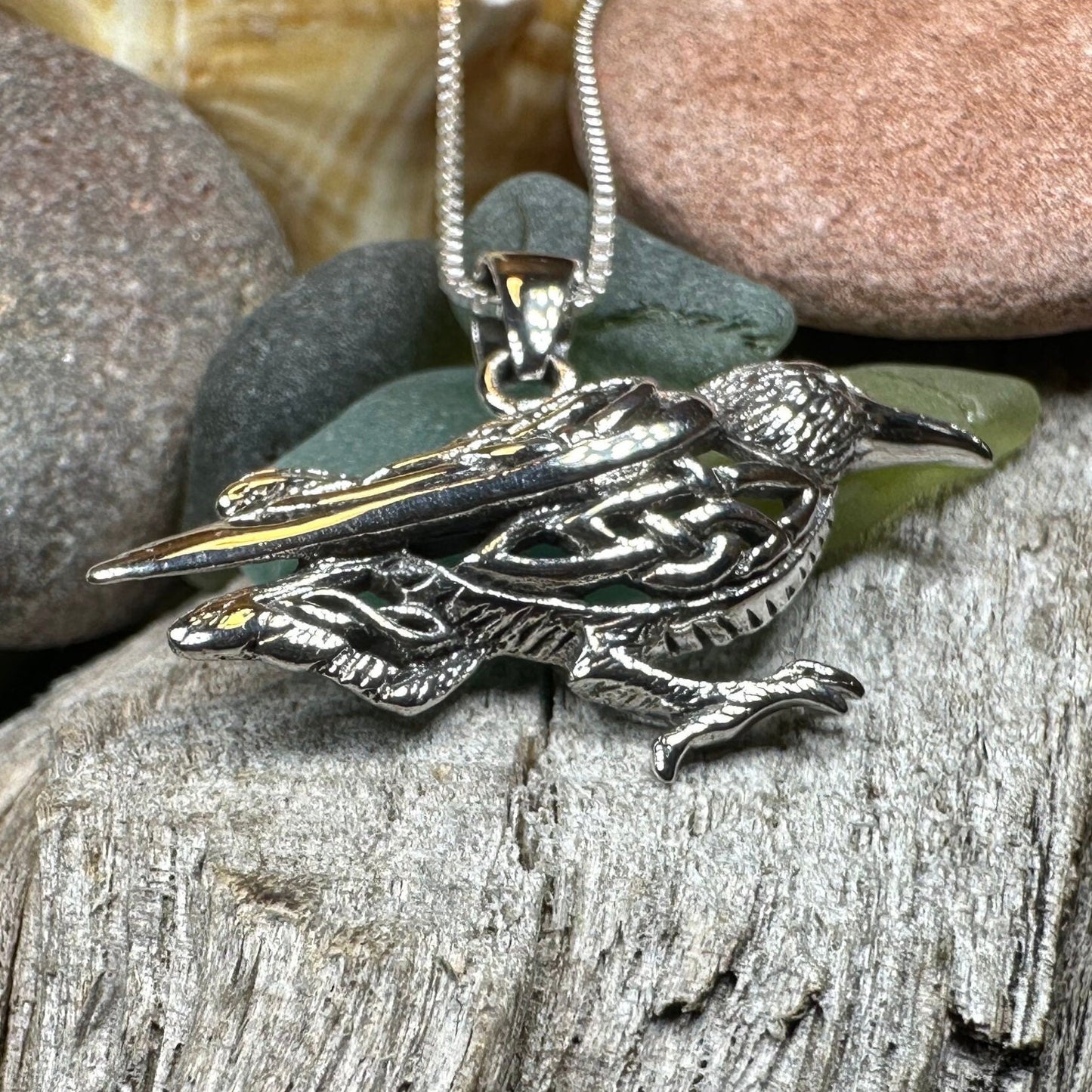 Raven Necklace, Wiccan Jewelry, Crow Pendant, Black Bird Pendant, Bird Jewelry, Pagan Jewelry, Nature Lover, Poe Jewelry, Gothic Jewelry
