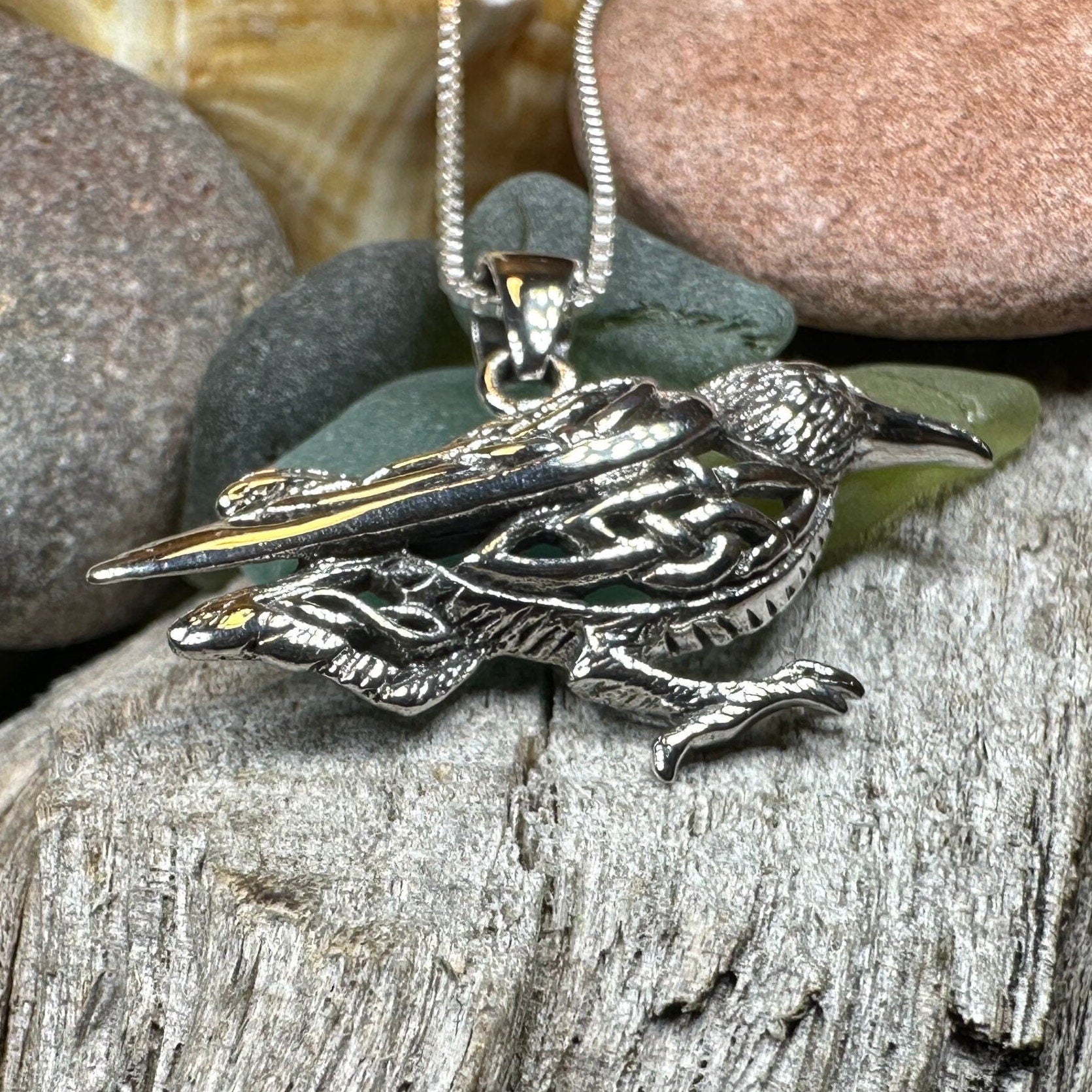 Raven Necklace, Wiccan Jewelry, Crow Pendant, Black Bird Pendant, Bird Jewelry, Pagan Jewelry, Nature Lover, Poe Jewelry, Gothic Jewelry