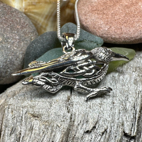Load image into Gallery viewer, Raven Necklace, Wiccan Jewelry, Crow Pendant, Black Bird Pendant, Bird Jewelry, Pagan Jewelry, Nature Lover, Poe Jewelry, Gothic Jewelry
